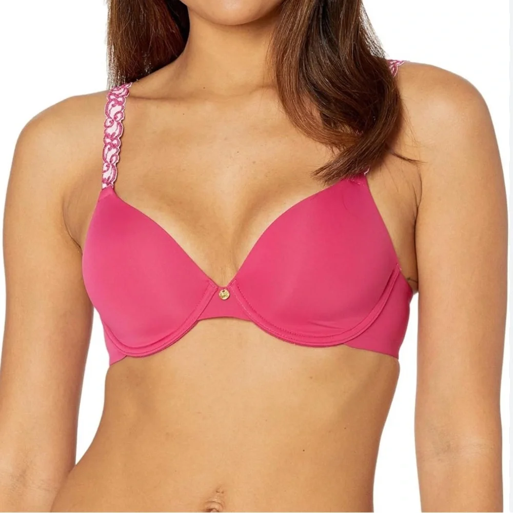 NATORI Pure Luxe Custom Coverage Contour Underwire Bra Embroidered Straps | 32D